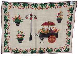 8 Vintage Floral placemats with Cart and Lamp Post